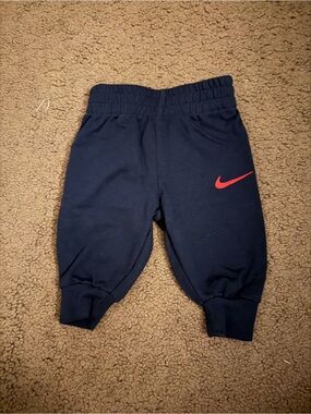 Nike Navy Sweat Joggers with Red Swoosh - Kids
